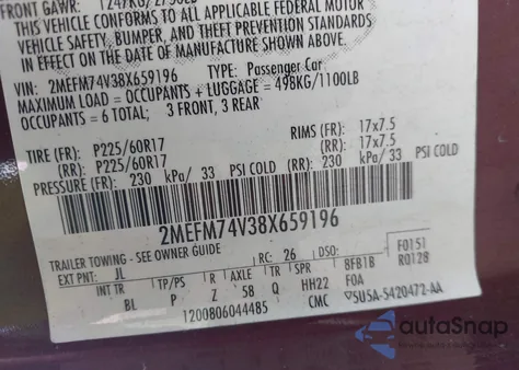 2008 Mercury Grand Marquis Gs z USA, uszkodzony, nr VIN 2MEFM74V38X659196